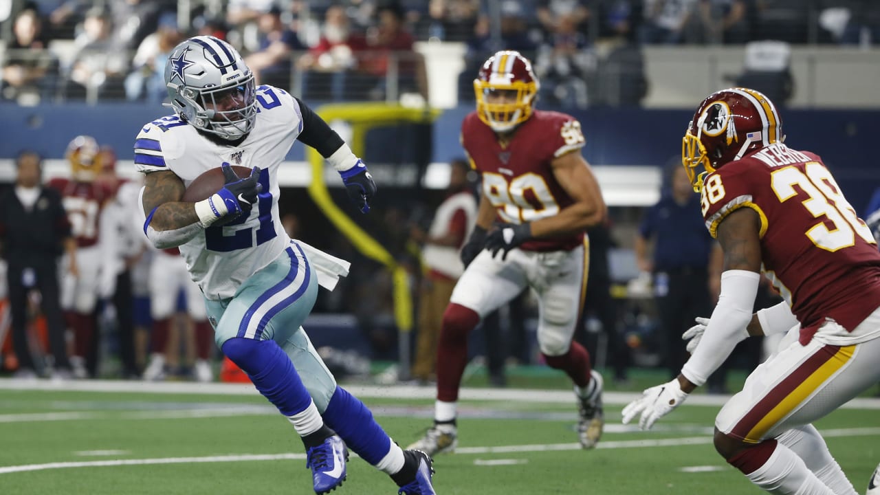 IRVINE, CALIFORNIA - SEPTEMBER 6, 2019: Football helmets of the Dallas  Cowboys vs Washington Redskins, Week 2 opponents in the NFL 2019 Season  Stock Photo