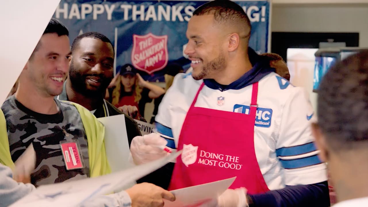 Cowboys receive joy in serving early Thanksgiving at Salvation Army