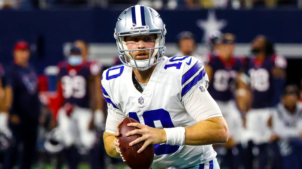 Dallas Cowboys quarterback Cooper Rush in action during an NFL