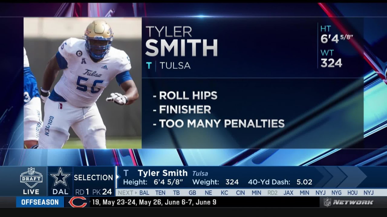 Dallas Cowboys Select OT Tyler Smith From Tulsa With Pick #24 In 1st Round  Of 2022 NFL Draft 