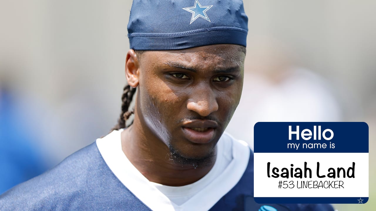 Dallas Cowboys linebacker Isaiah Land (53) is seen during the first half of  an NFL football