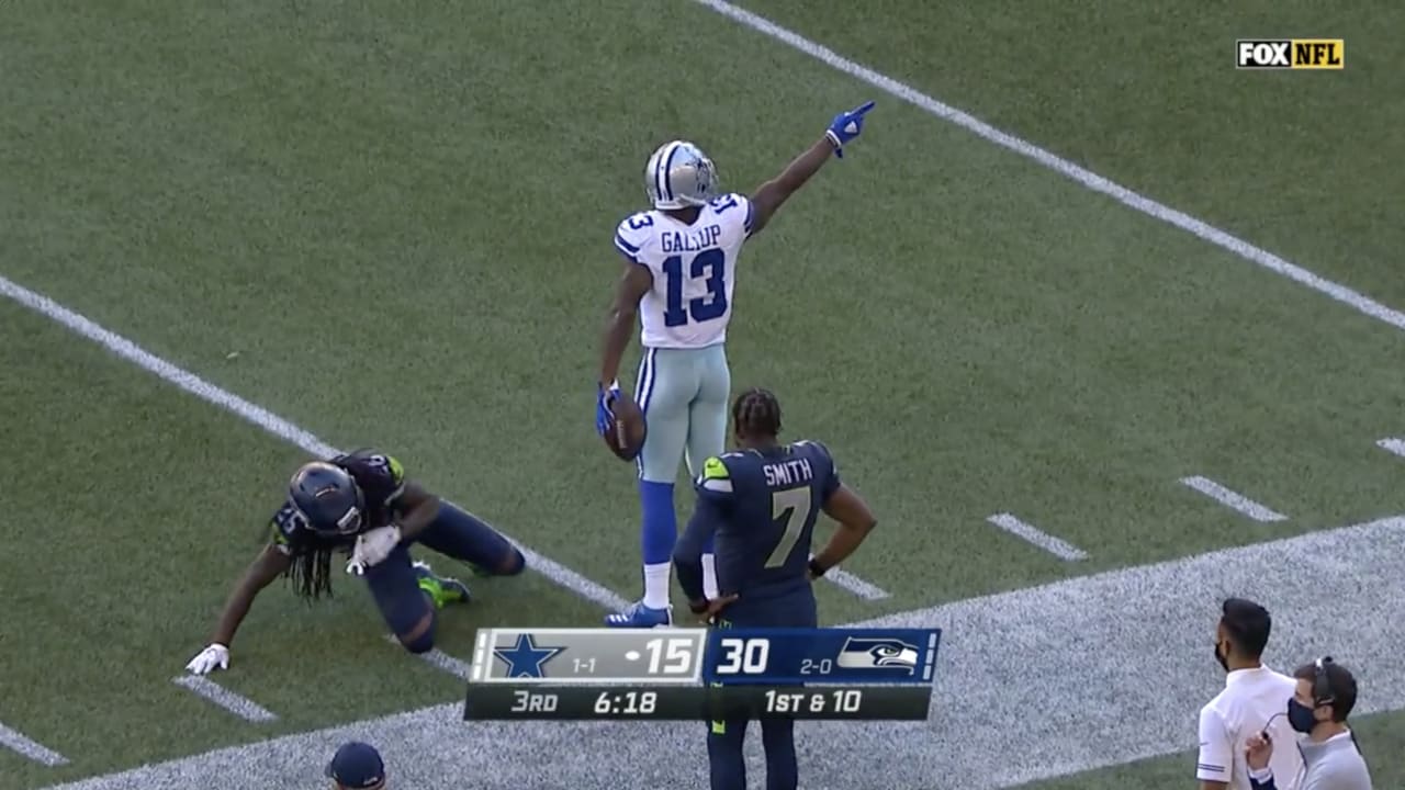 Dallas Cowboys wide receiver Michael Gallup (13) runs a pass route