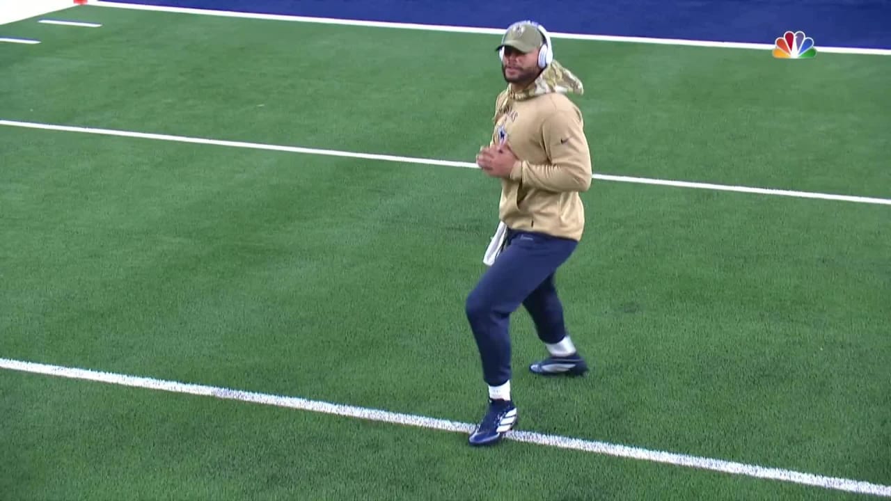 Dak Prescott Pregame Hip Warmups Dallas Cowboys Dance 