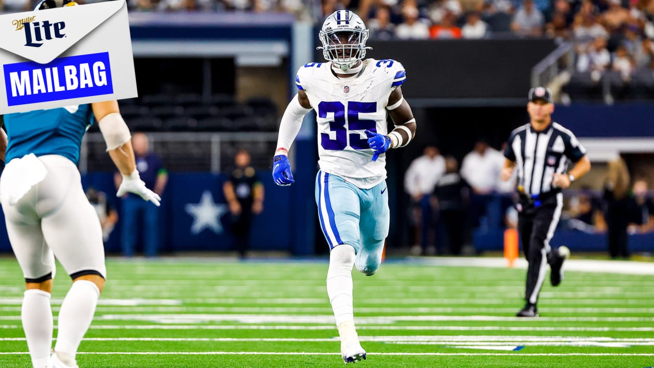 Dallas Cowboys linebacker DeMarvion Overshown stands on the field