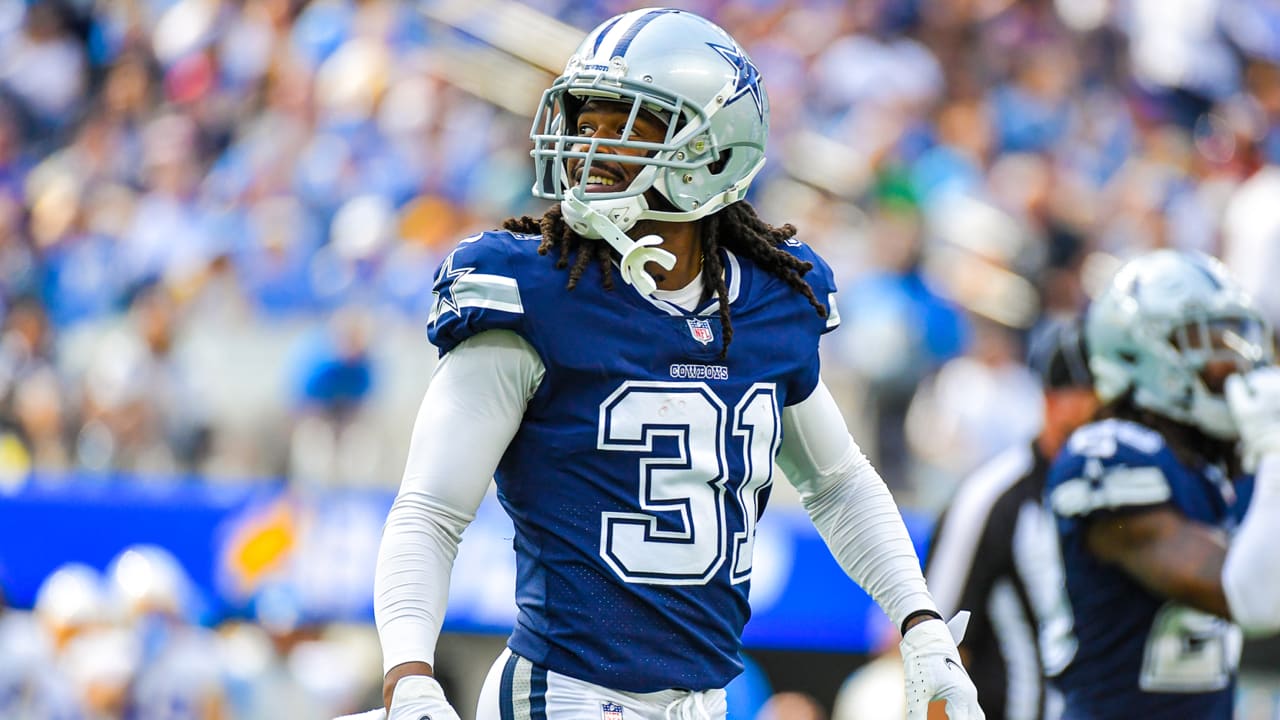 Dallas Cowboys cornerback Maurice Canady wears a Crucial Catch hoodie  during warm ups before an NFL football game against the Carolina Panthers,  Sunday, Oct. 3, 2021, in Arlington, Texas. Dallas won 36-28. (