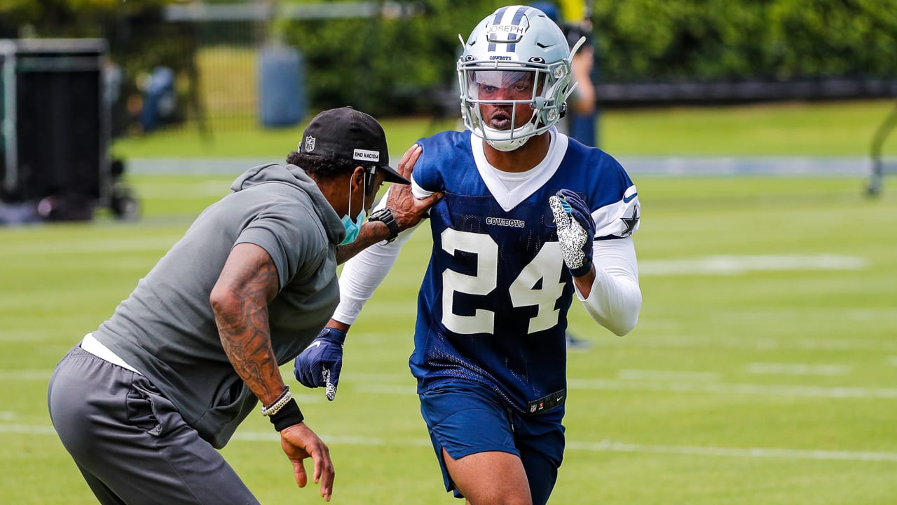 Dallas Cowboys cornerback Kelvin Joseph at NFL football training