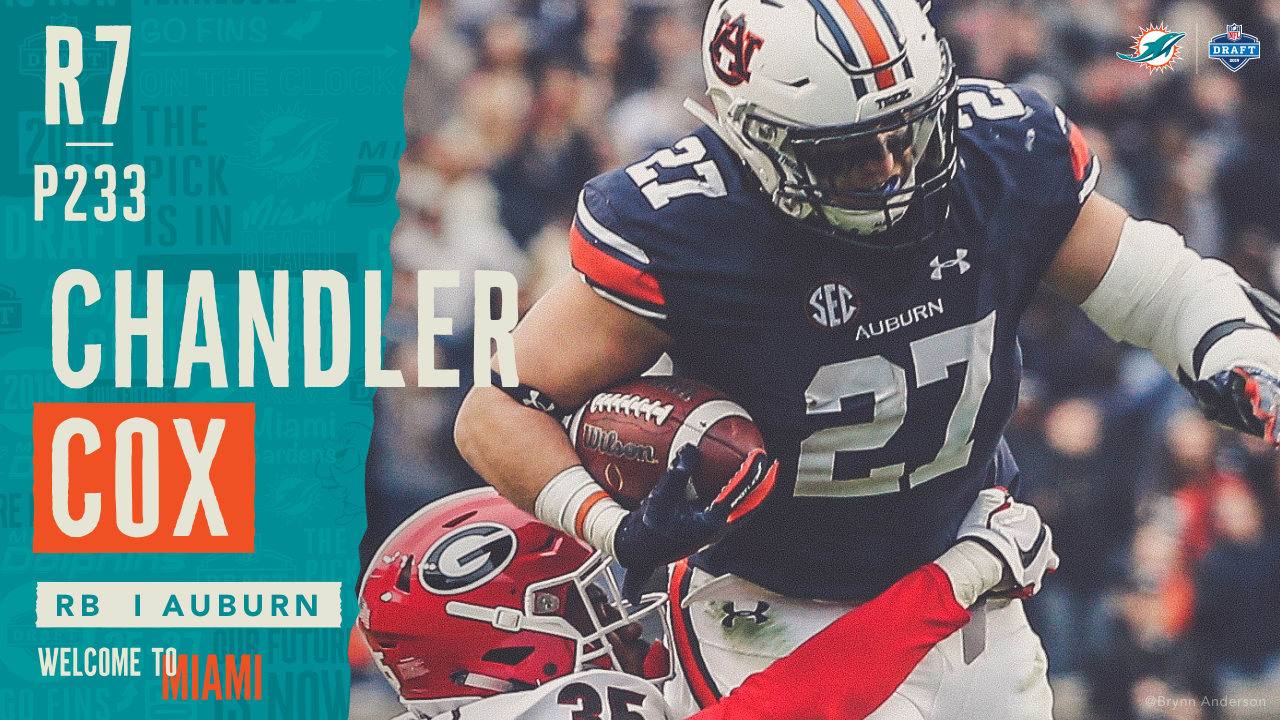 Dolphins Pick Auburn Rb Chandler Cox No 233 In The 2019 Nfl