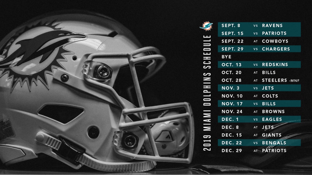 Miami Dolphins Schedule 2019 - Fins4Life™ regarding Printable December  Calendar 2019 Dolphin