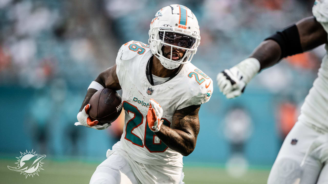 Miami Dolphins running back Salvon Ahmed gets his first rushing TD of the  season on powerful 11-yard