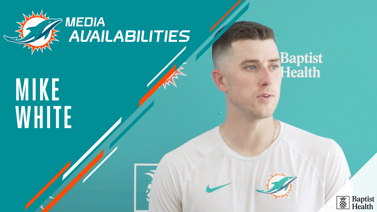 Miami Dolphins quarterback Mike White looks for an open receiver