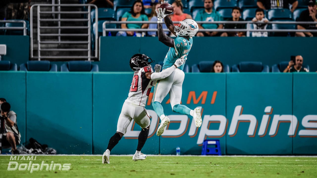 Miami Dolphins running back Myles Gaskin (37) runs with the ball against  the Atlanta Falcons during an NFL pre-season football game, Friday, Aug. 11,  2023, in Miami Gardens, Fla. (AP Photo/Doug Murray