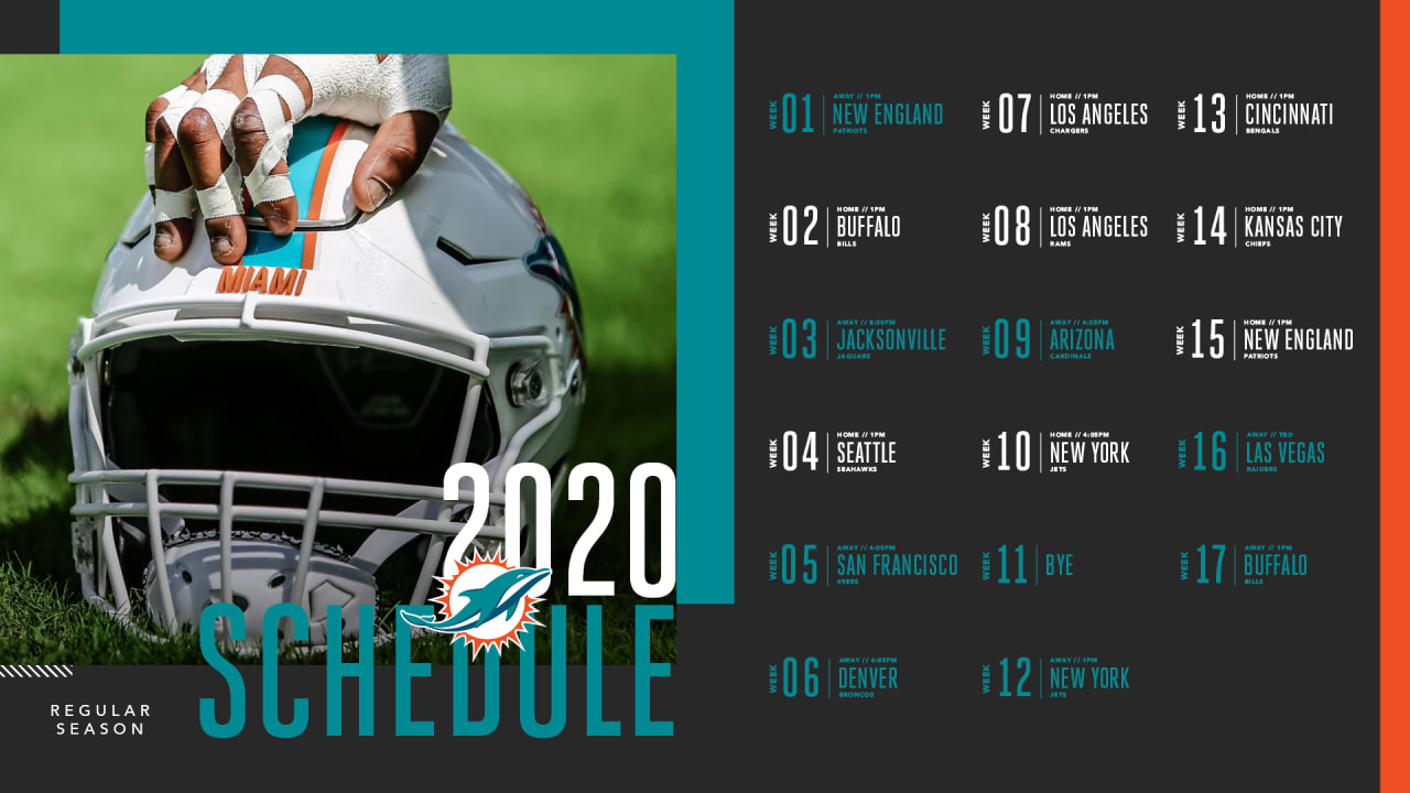 2020 Miami Dolphins Schedule: Complete schedule, tickets and match-up  information for 2020 NFL Season