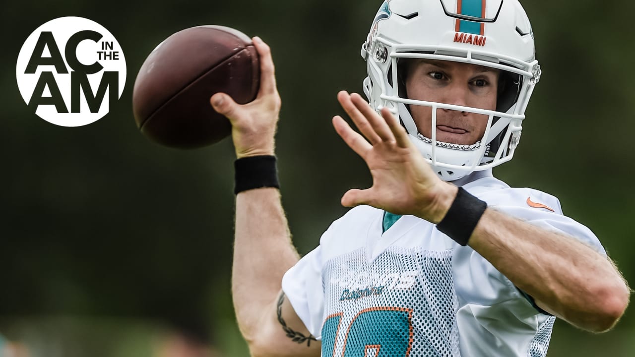 Miami Dolphins wide receiver Danny Amendola warms up on the field