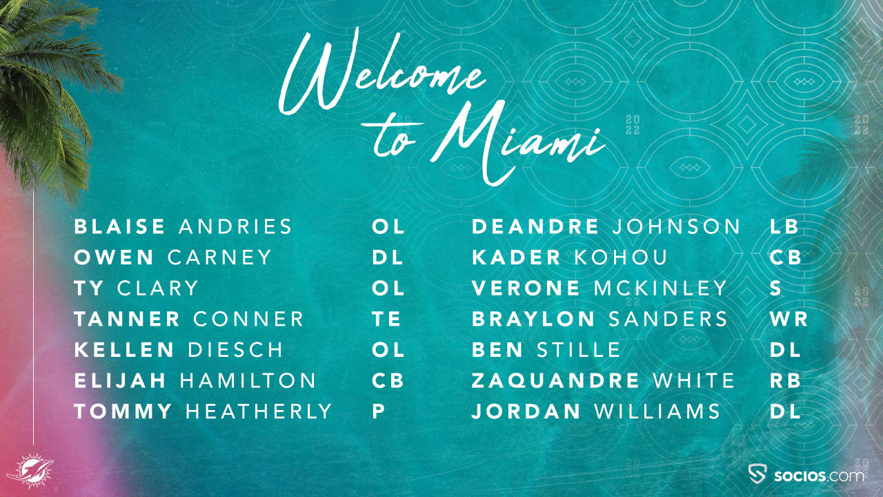 Miami Dolphins players including offensive tackle Blaise Andries