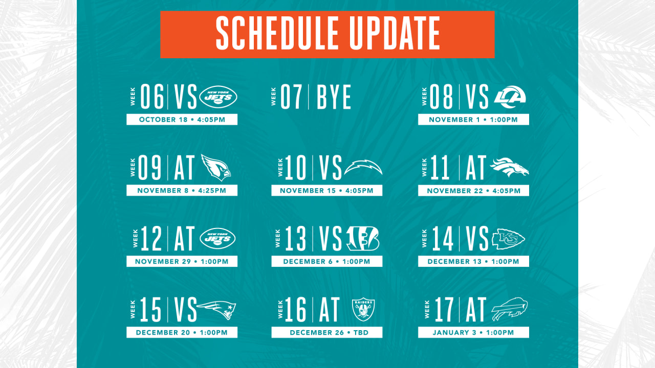 Miami Dolphins Schedule Update