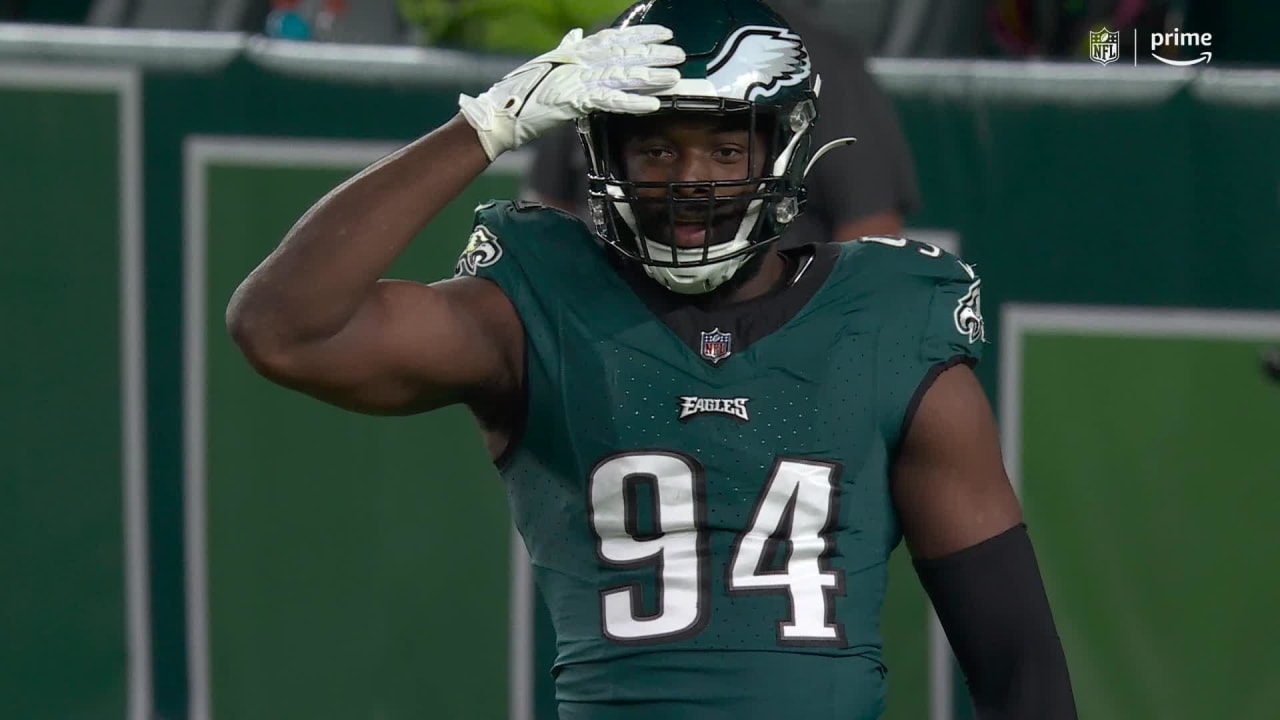 Philadelphia Eagles defensive end Josh Sweat (94) rushes during an