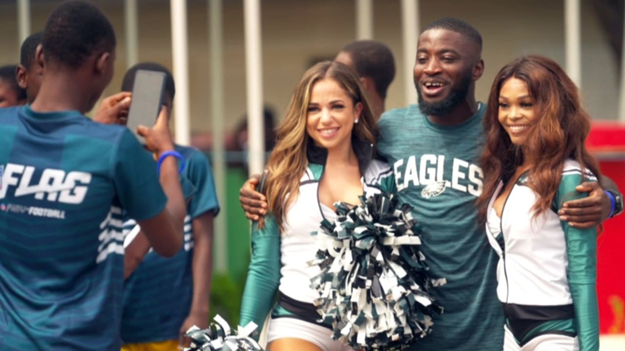 A Philadelphia Eagles fan cheers on his team during the game