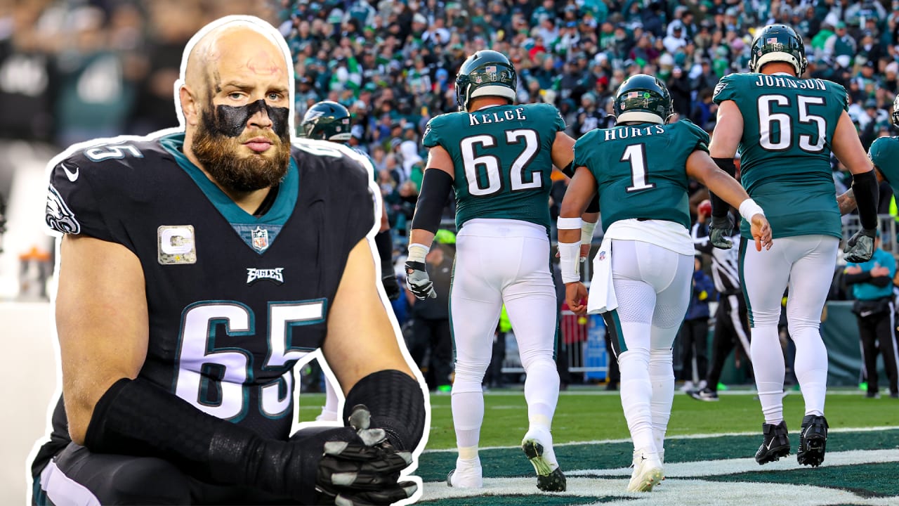 Philadelphia Eagles offensive tackle Lane Johnson, left, and