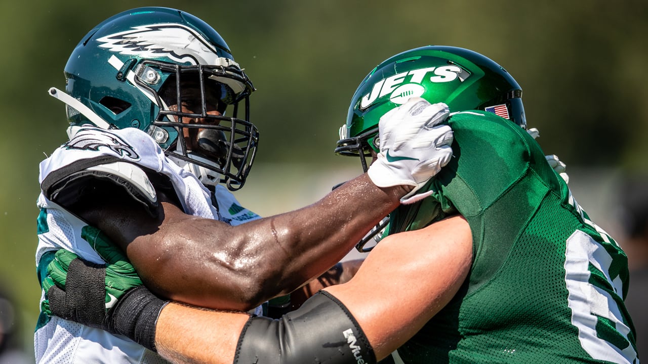 LOOK: Eagles' O-Line arrives at training camp rocking matching overalls -  BVM Sports