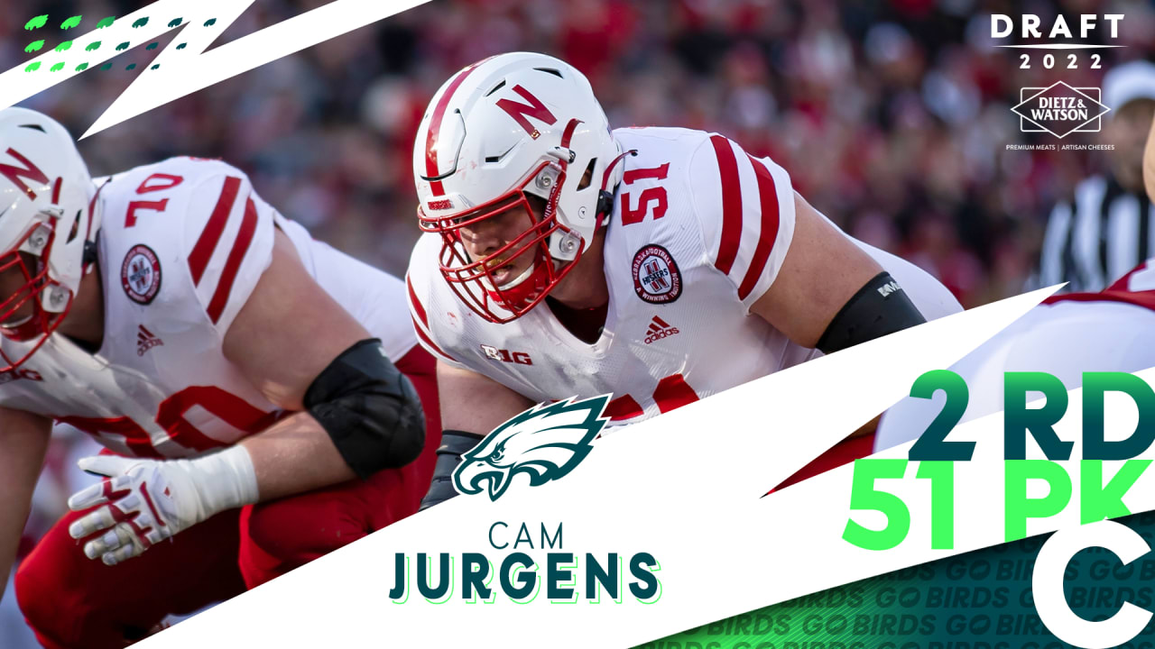 Cam Jurgens learning as much as he can from Jason Kelce during an