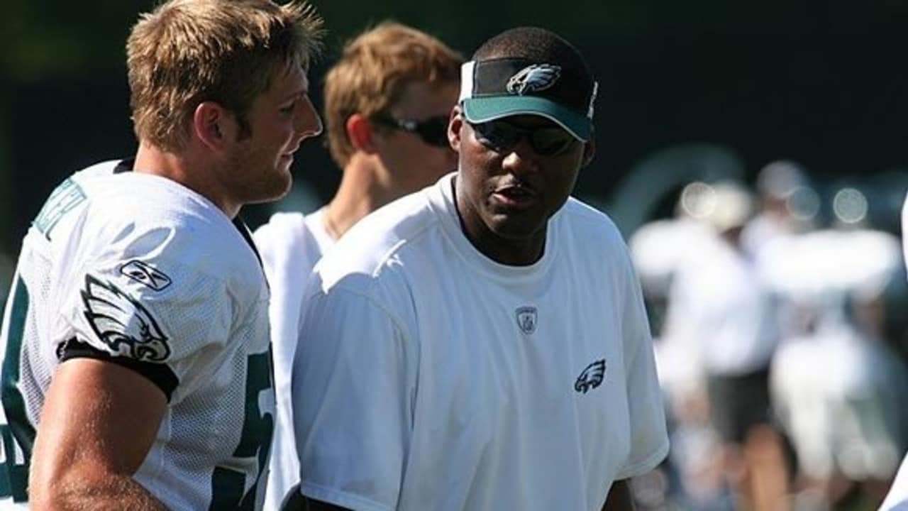 Mike Caldwell of the Philadelphia Eagles celebrates on the field