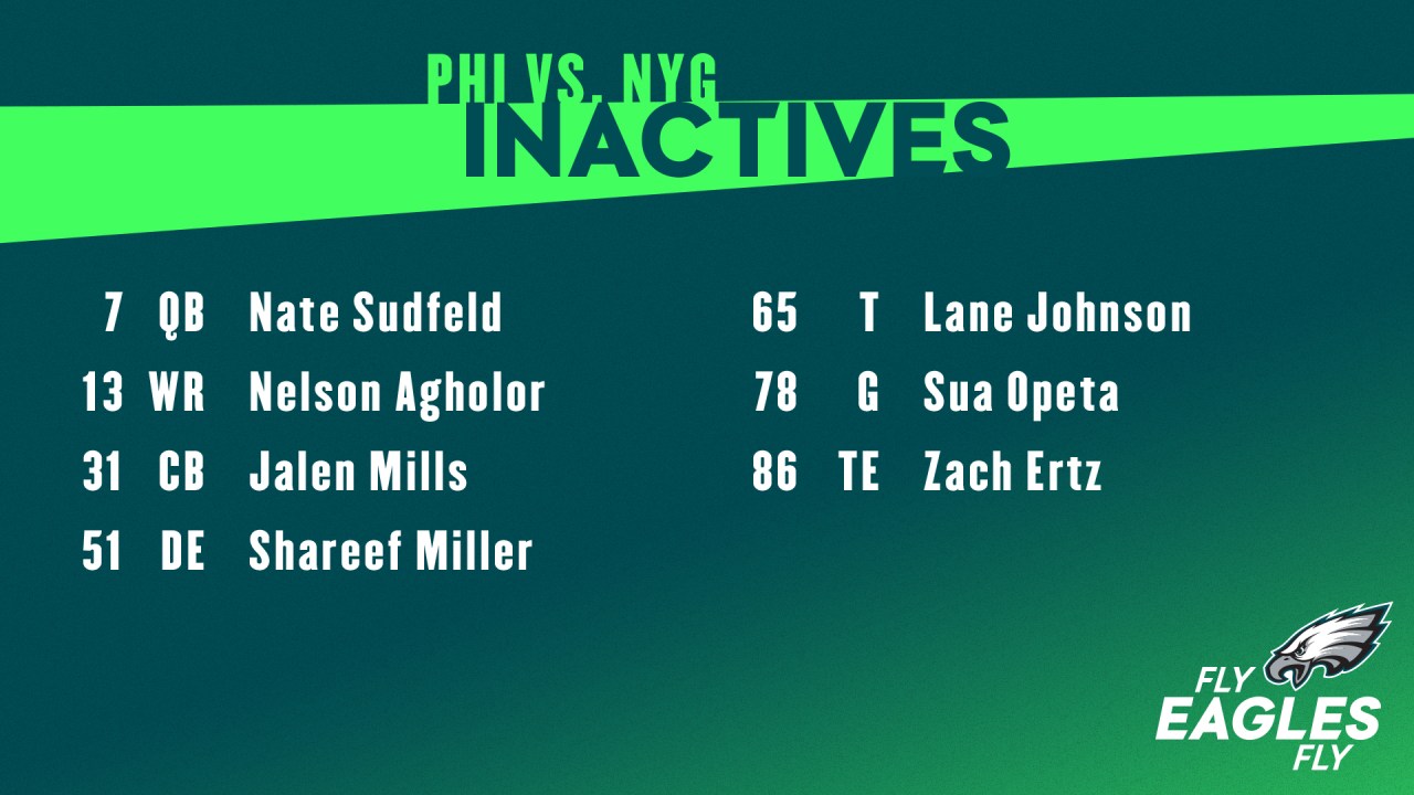 Eagles-Giants inactives: Lane Johnson, Miles Sanders and more set