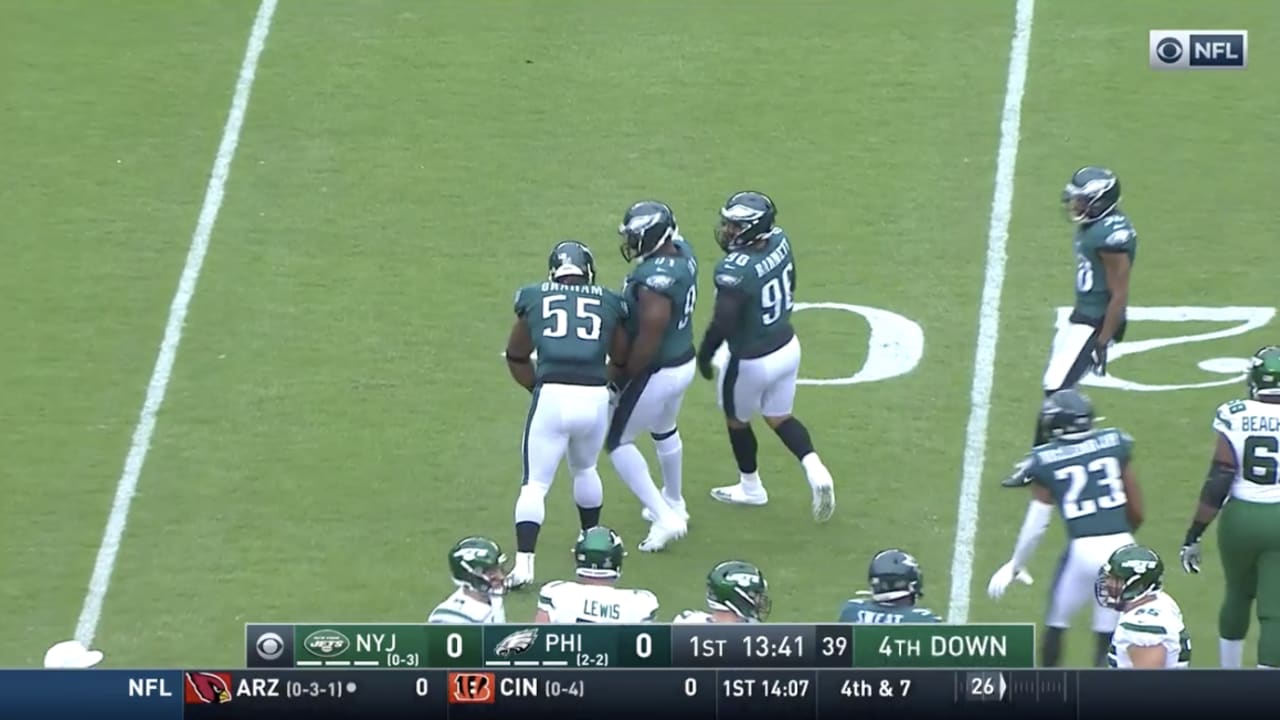 Eagles Brandon Graham sacks New York Jets quarterback Luke Falk in the  first quarter - Gold Medal Impressions