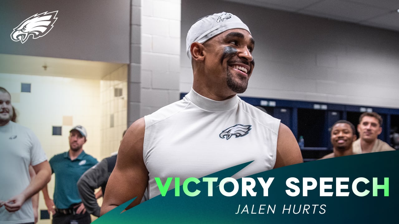 Jalen Hurts Postgame Locker Room Victory Speech: NY Giants