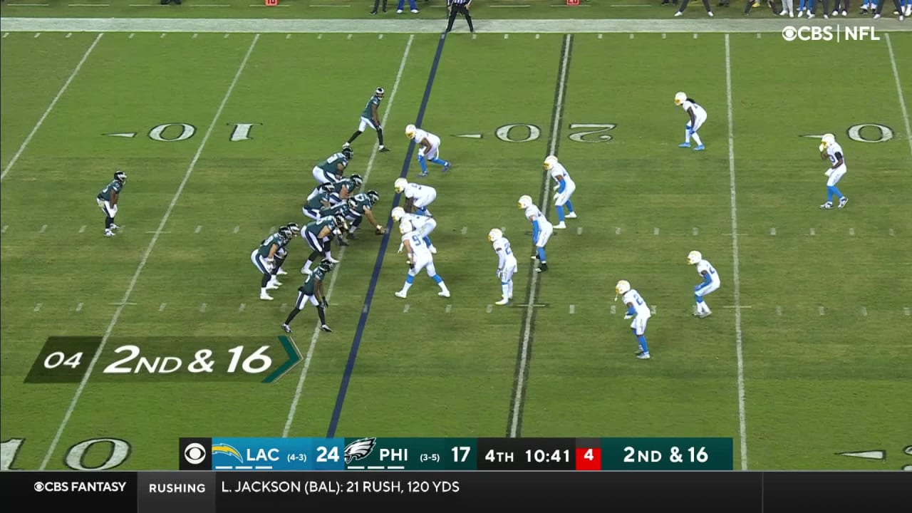 Highlight: Eagles stop Chargers' 98-yard opening drive with epic