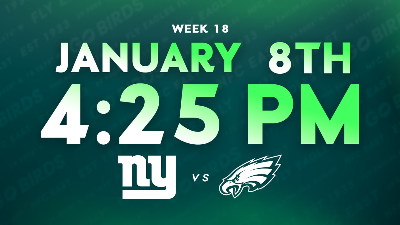 Giants vs. Eagles will be Sunday at 425 PM