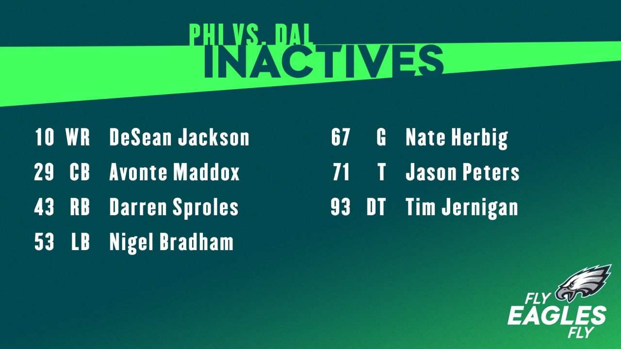 Eagles vs. Cowboys inactives CBs Ronald Darby, Jalen Mills are active