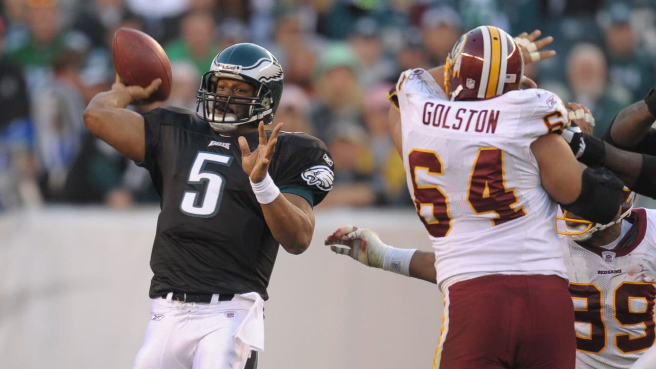 Asante Samuel of the New England Patriots intercepts Donovan McNabb of the  Philadelphia Eagles in the first half of Superbowl XXXIX in Jacksonville,  Florida on February 6, 2005. The interception is later