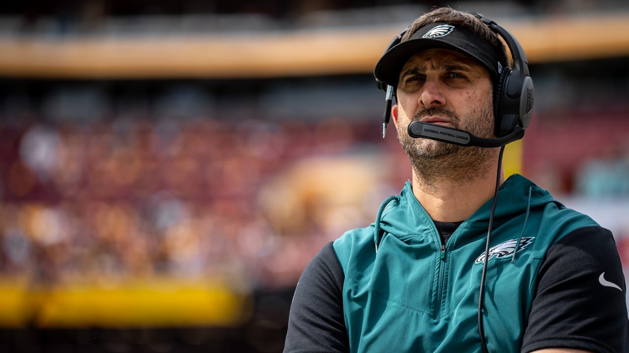 Philadelphia Eagles head coach Nick Sirianni speaks during a news