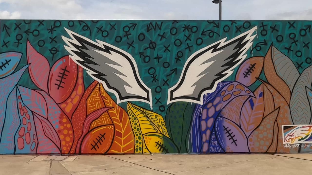 Eagles unveil rainbow Eagle wings mural for Pride Month