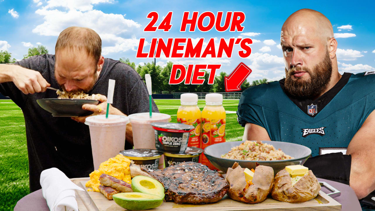 Pro eater vs. NFL lineman's INSANE daily diet Eagles Vlog