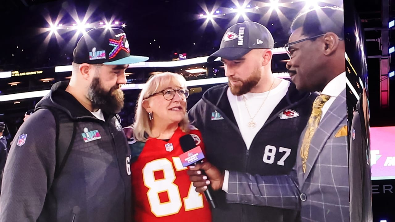 WATCH: Jason, Travis, and Donna Kelce embrace after Super Bowl