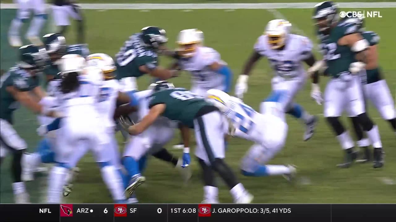 Highlight: S Nasir Adderley rips TE Dallas Goedert's undershirt on