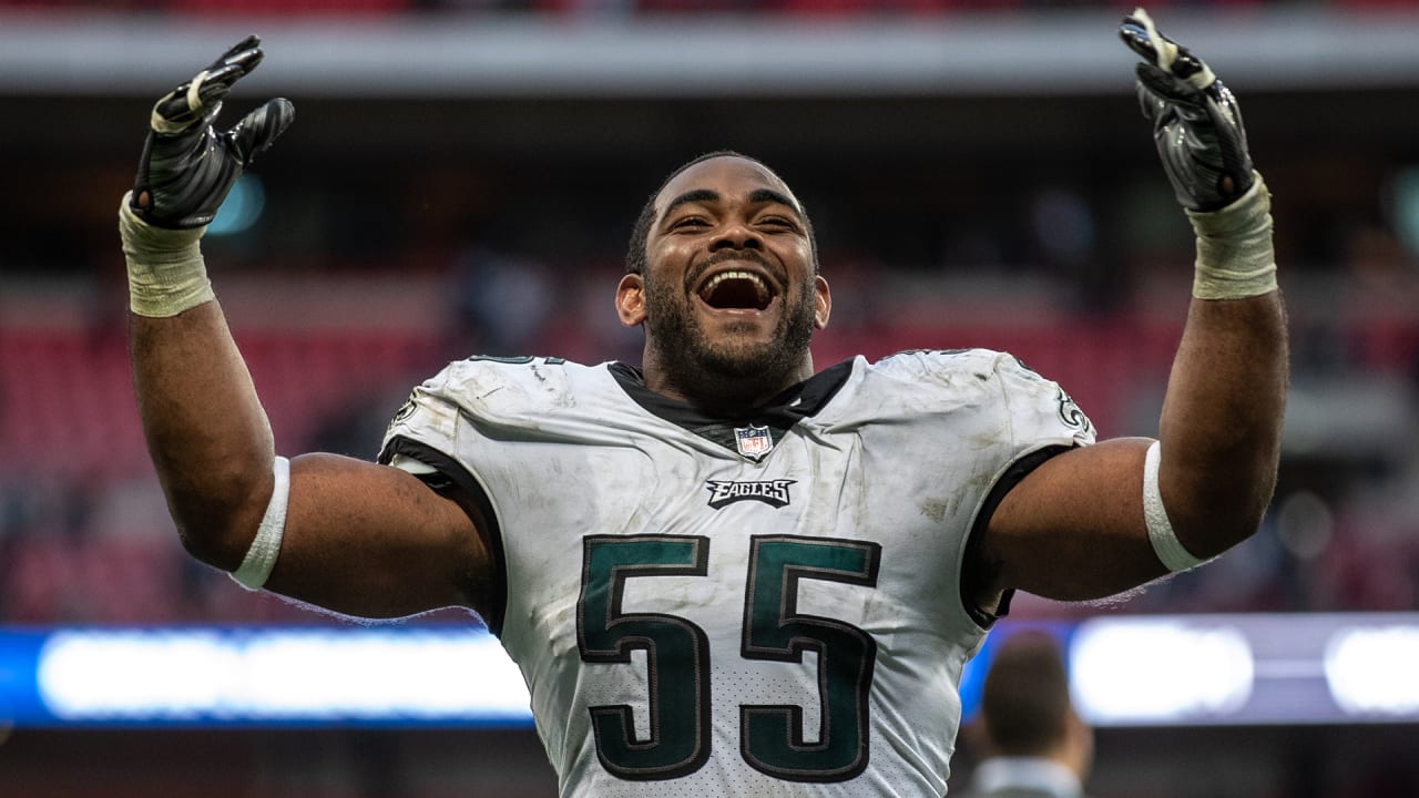 Philadelphia Eagles defensive end Brandon Graham (55) reacts after