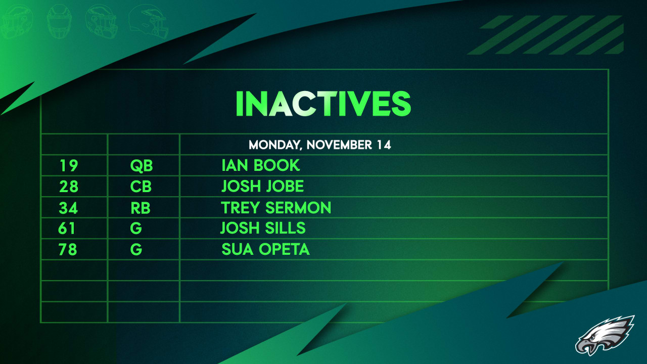 Eagles-Redskins inactives, with analysis