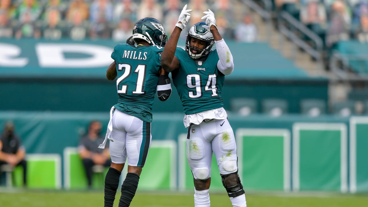 Philadelphia Eagles defensive end Josh Sweat (94) rushes during an