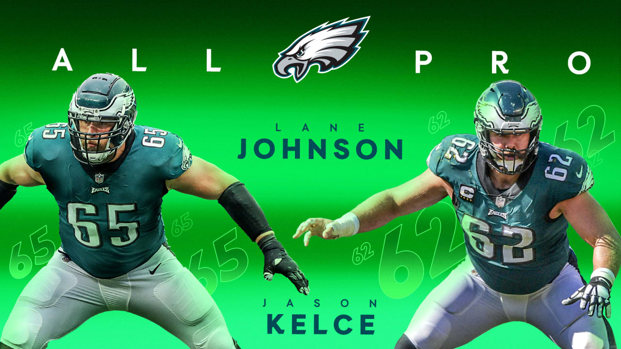 Philadelphia Eagles offensive tackle Lane Johnson, left, and