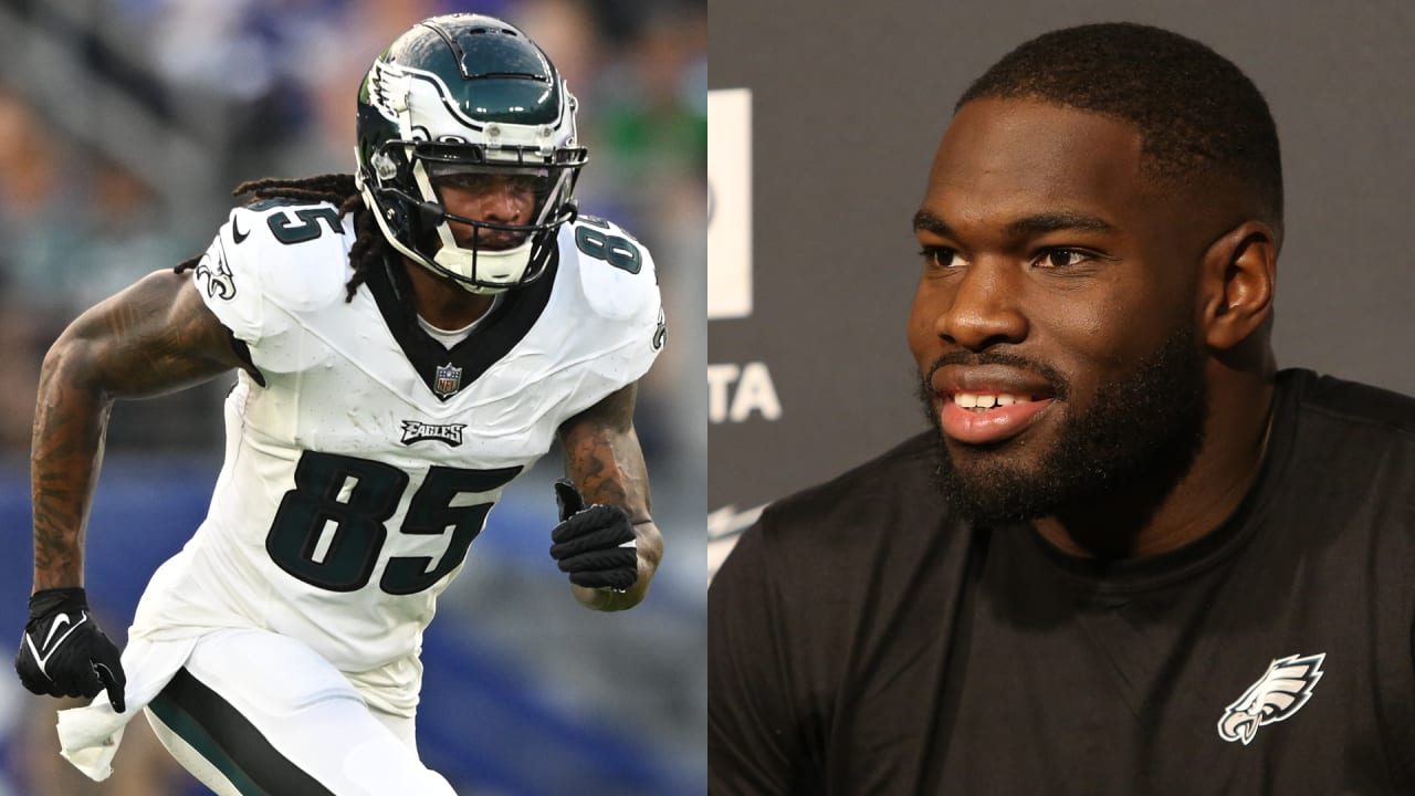 Eagles' Tyrie Cleveland, Moro Ojomo carted off the field with neck