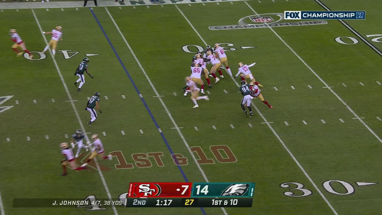 Highlight: Eagles recover Josh Johnson's muffed snap in 49ers territory  late in first half