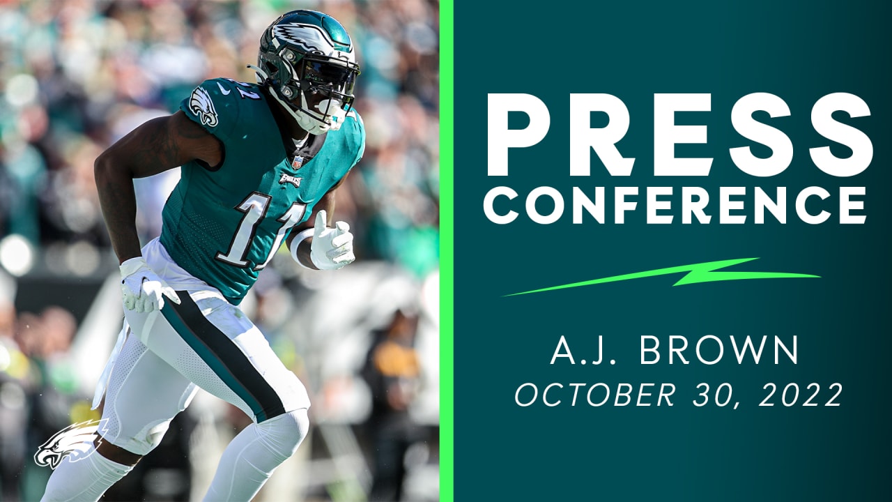 PHILADELPHIA, PA - OCTOBER 30: Philadelphia Eagles wide receiver A.J. Brown  (11) after the game between the Pittsburgh Steelers and Philadelphia Eagles  on Sunday, October 30, 2022 at Lincoln Financial Field in