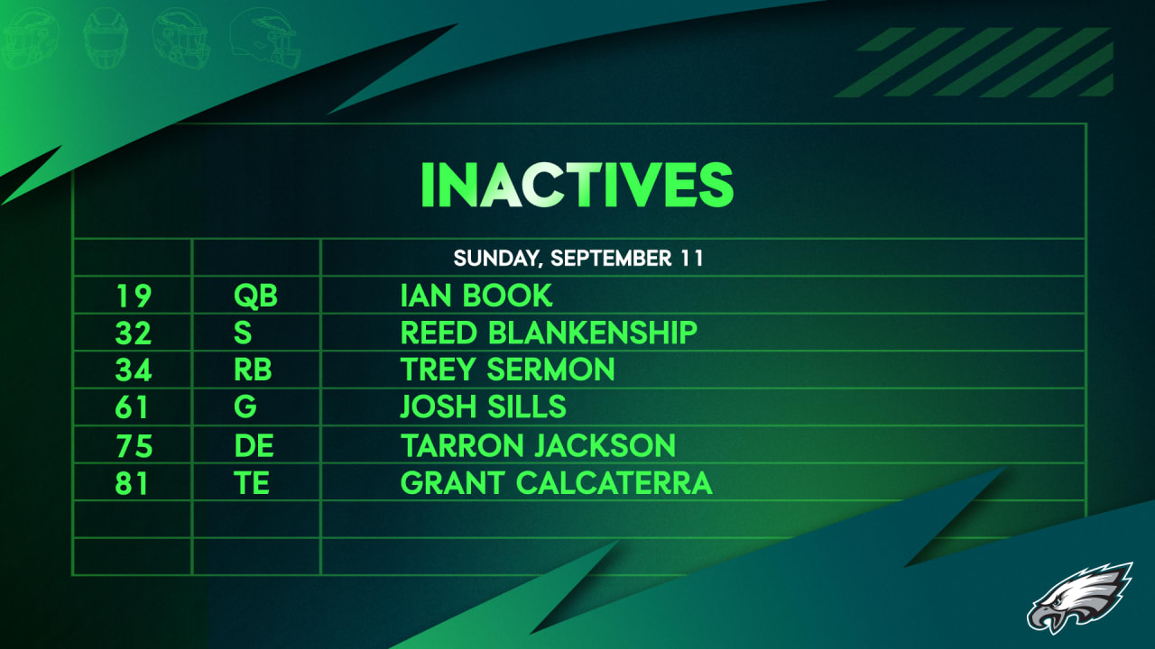 Eagles-Lions inactives: Grant Calcaterra among 6 Philadelphia