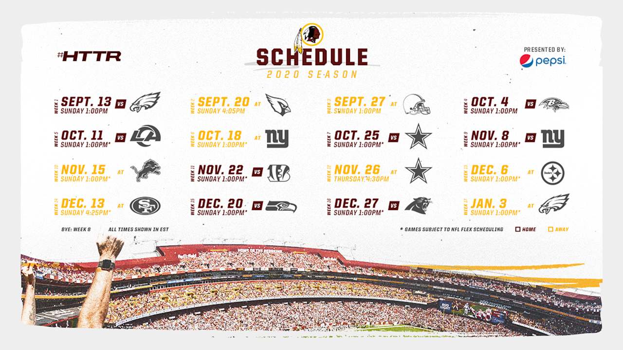 Washington Redskins release 2020 regular season schedule