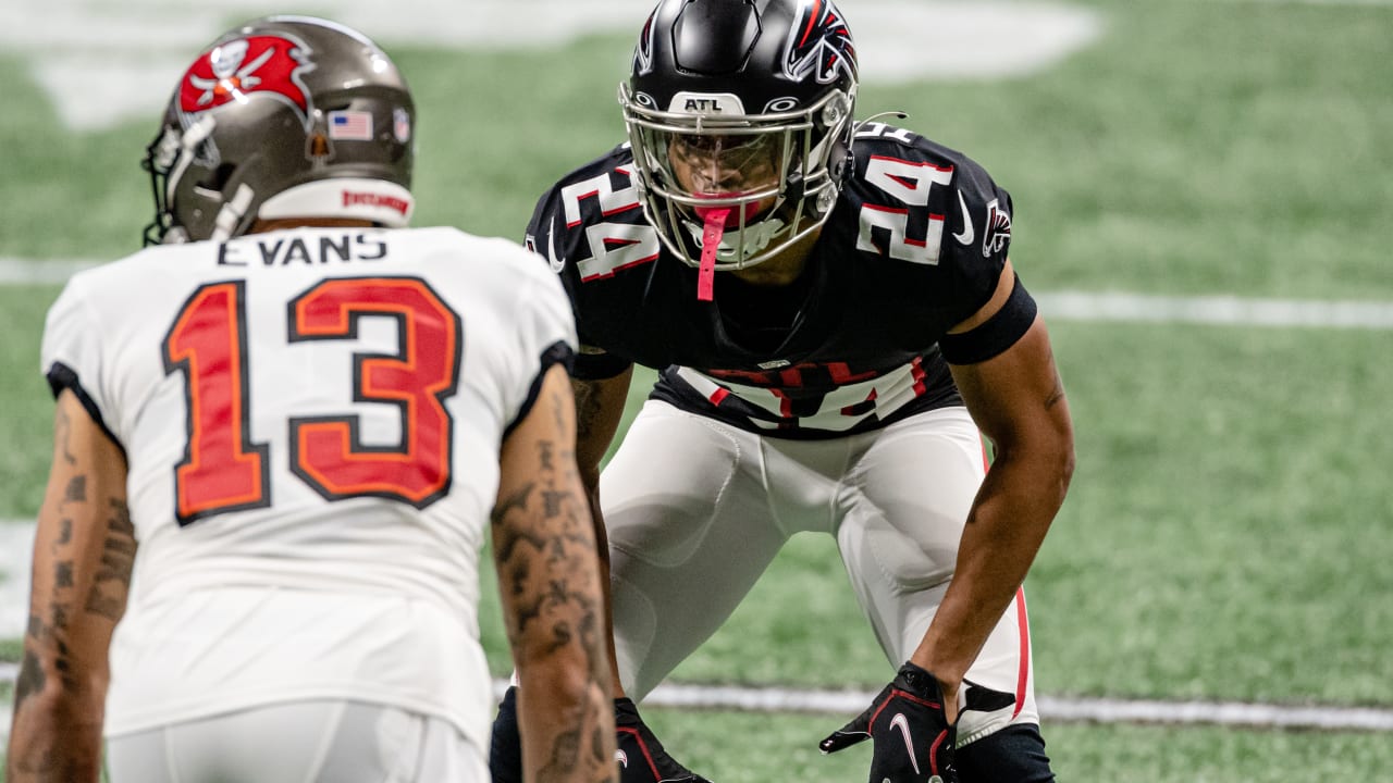 Atlanta Falcons cornerback A.J. Terrell (24) leaves the field