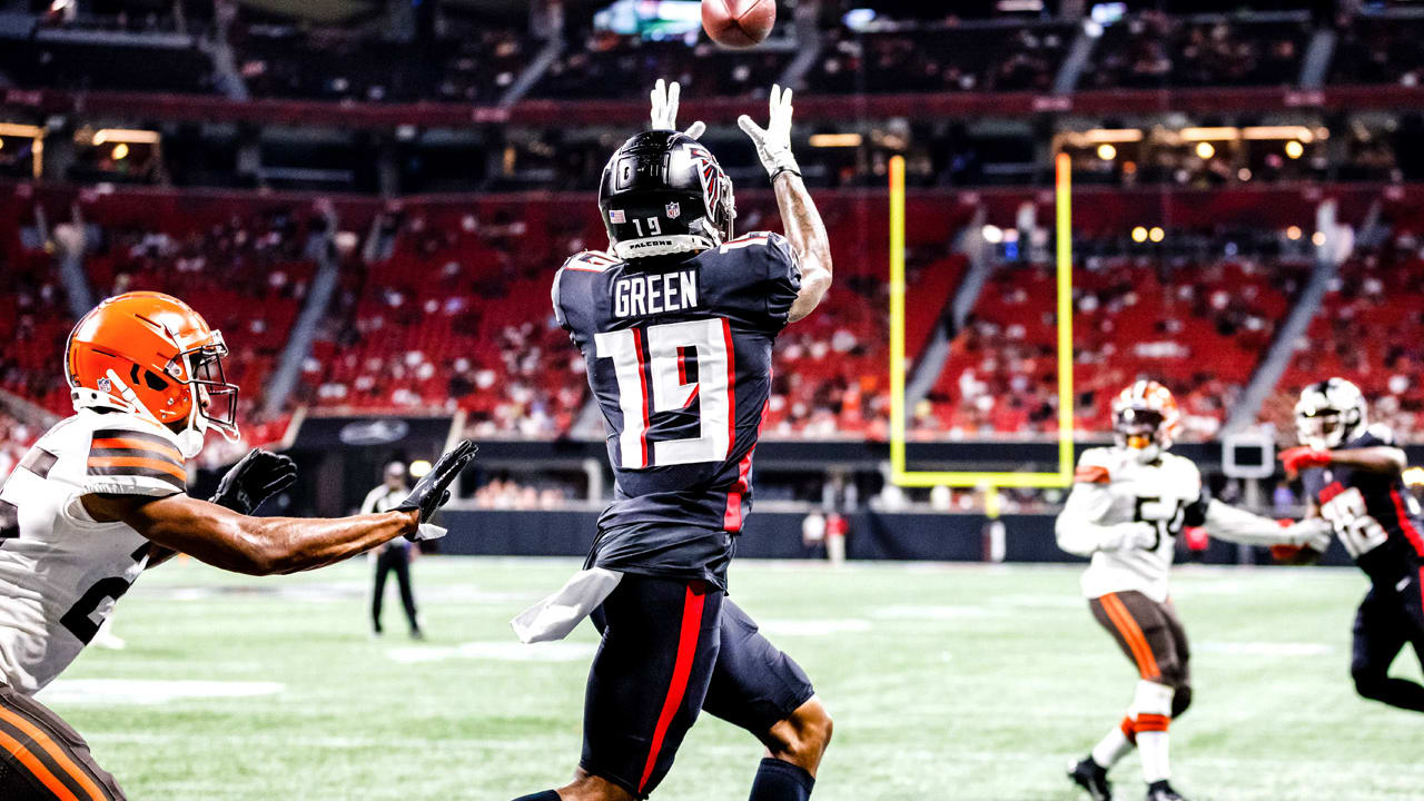 Pittsburgh Steelers wide receiver Calvin Austin III (19) runs the ball  during the first half of an NFL preseason football game against the Atlanta  Falcons, Thursday, Aug. 24, 2023, in Atlanta. The