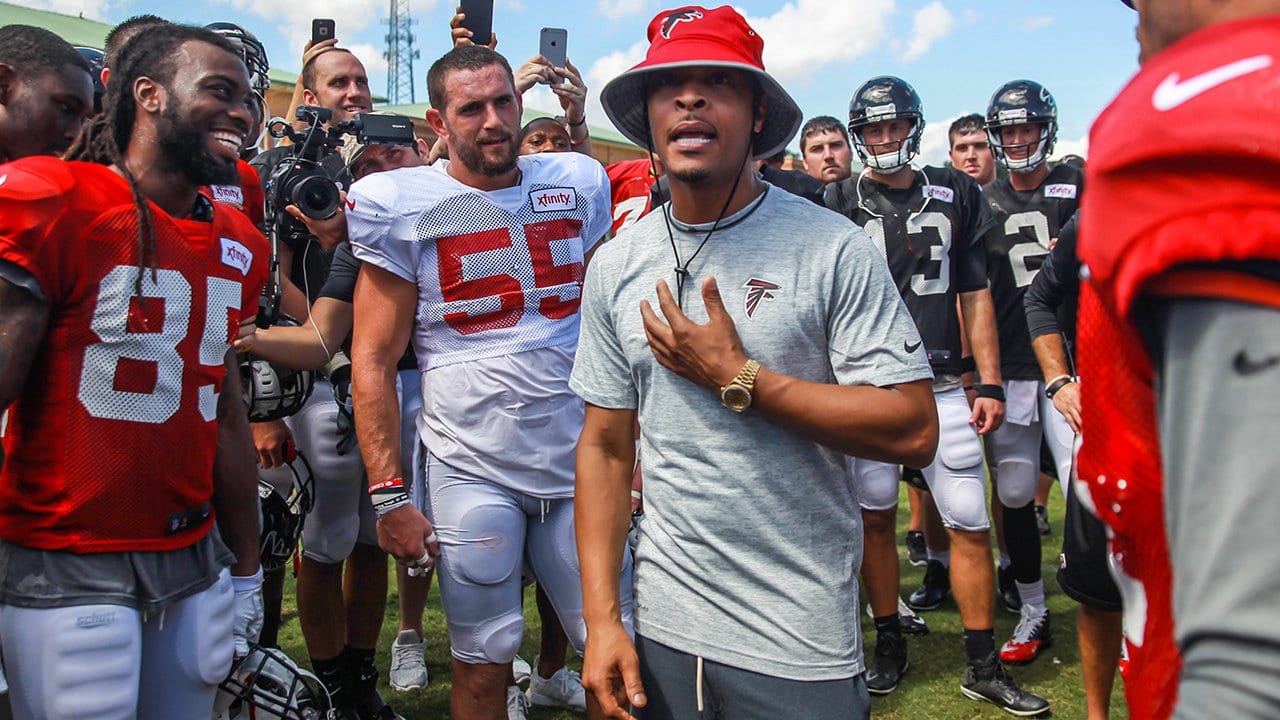T.I. Makes First Appearance at Falcons Camp