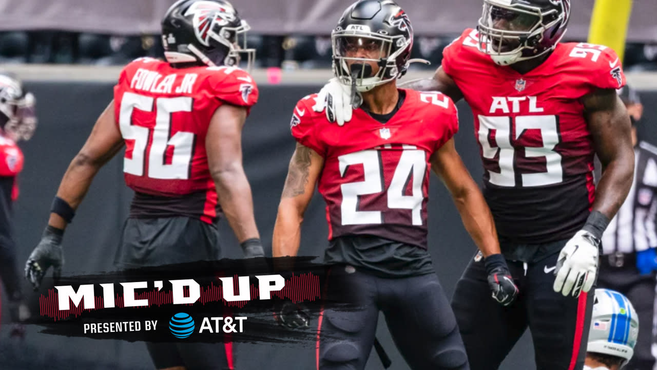 Falcons cornerback A.J. Terrell mic'd up at training camp practice